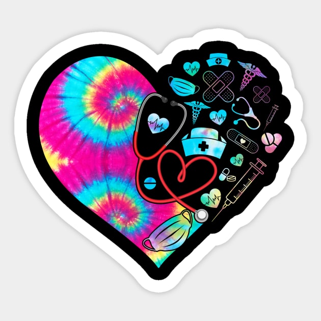 Cute Tie Dye Heart Stethoscope Nurse Sticker by Magazine